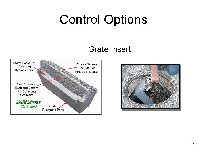 Control Options Grate Insert 15 Control Options Grate Insert 15