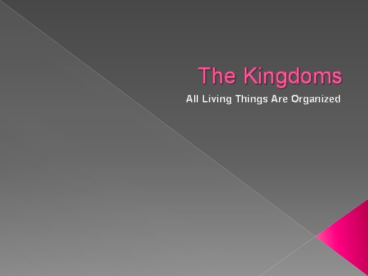 The Kingdoms All Living Things Are Organized 