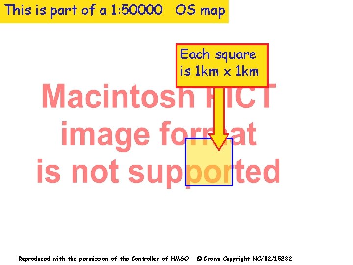 This is part of a 1: 50000 OS map Each square is 1 km