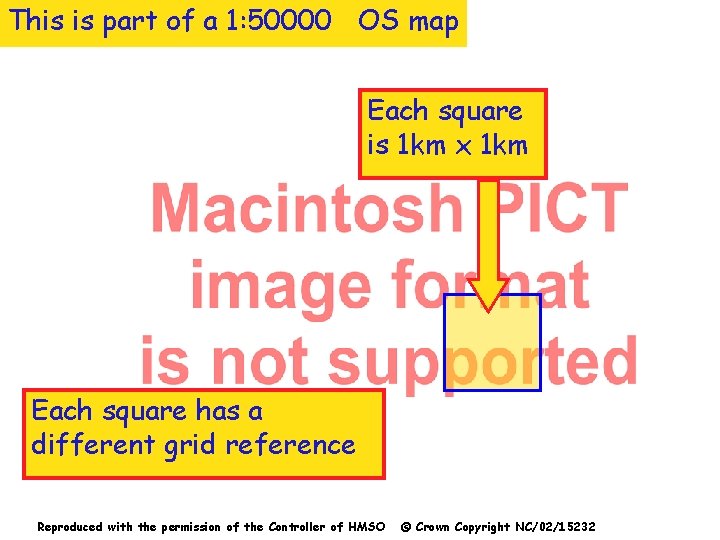 This is part of a 1: 50000 OS map Each square is 1 km