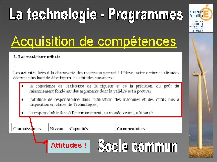 Acquisition de compétences Attitudes ! 
