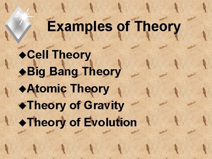 Examples of Theory u. Cell Theory u. Big Bang Theory u. Atomic Theory u.