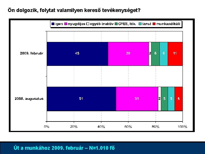 Ön dolgozik, folytat valamilyen kereső tevékenységet? 4% 96% Út a munkához 2009. február –