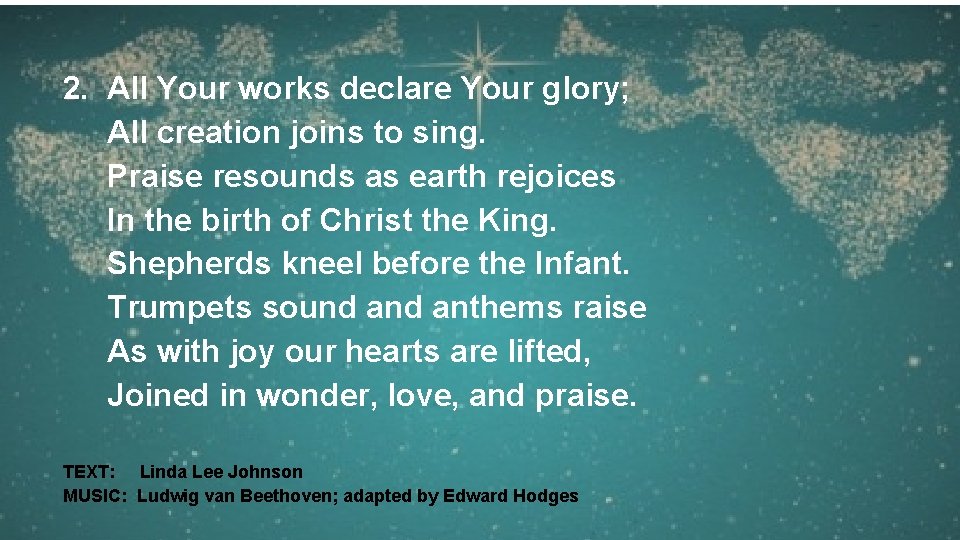 2. All Your works declare Your glory; All creation joins to sing. Praise resounds