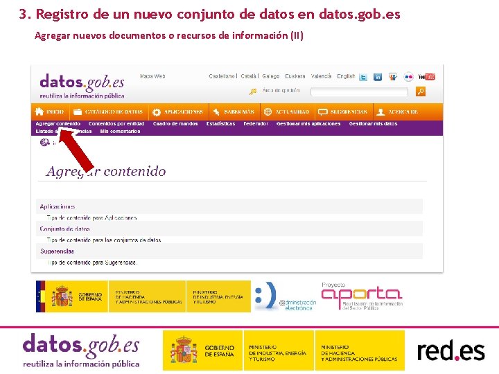 3. Registro de un nuevo conjunto de datos en datos. gob. es Agregar nuevos