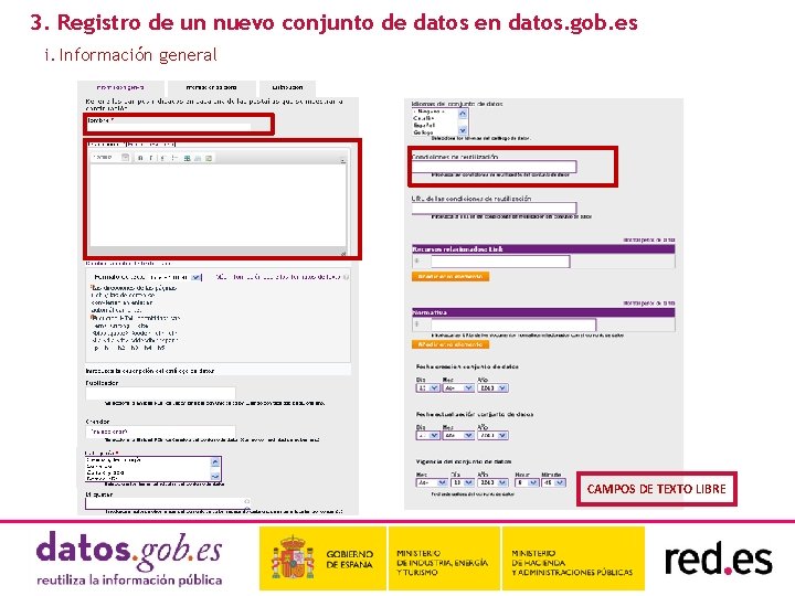 3. Registro de un nuevo conjunto de datos en datos. gob. es i. Información