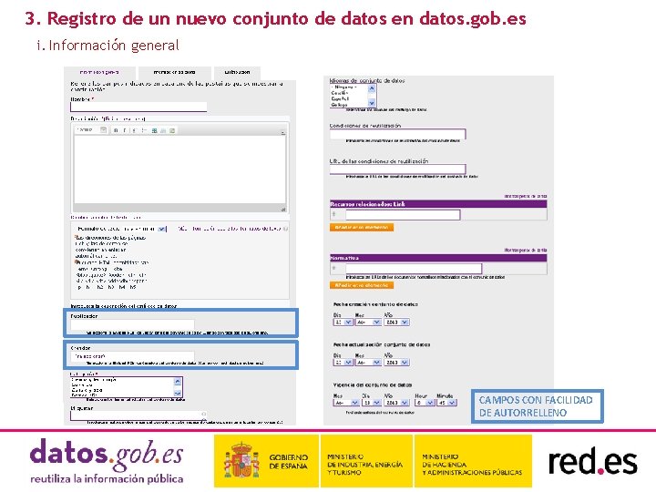 3. Registro de un nuevo conjunto de datos en datos. gob. es i. Información