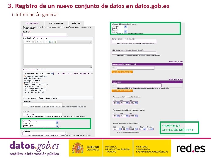 3. Registro de un nuevo conjunto de datos en datos. gob. es i. Información