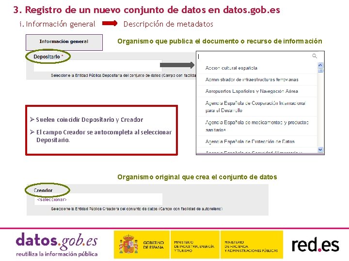 3. Registro de un nuevo conjunto de datos en datos. gob. es i. Información