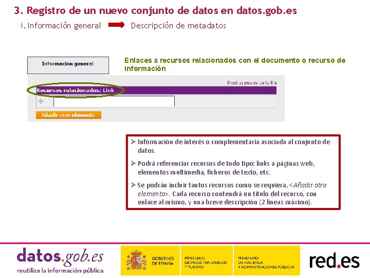 3. Registro de un nuevo conjunto de datos en datos. gob. es i. Información
