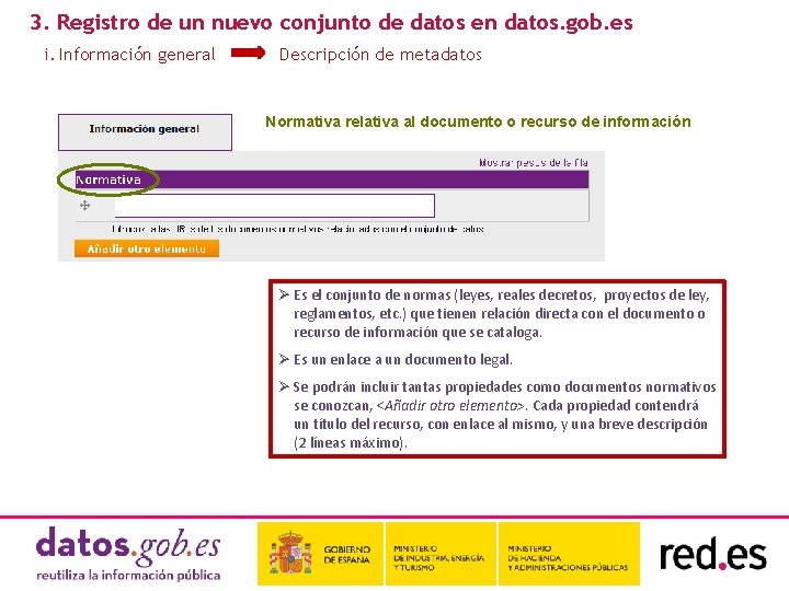 3. Registro de un nuevo conjunto de datos en datos. gob. es i. Información