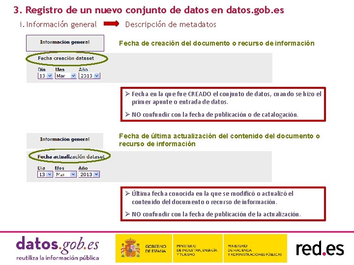 3. Registro de un nuevo conjunto de datos en datos. gob. es i. Información