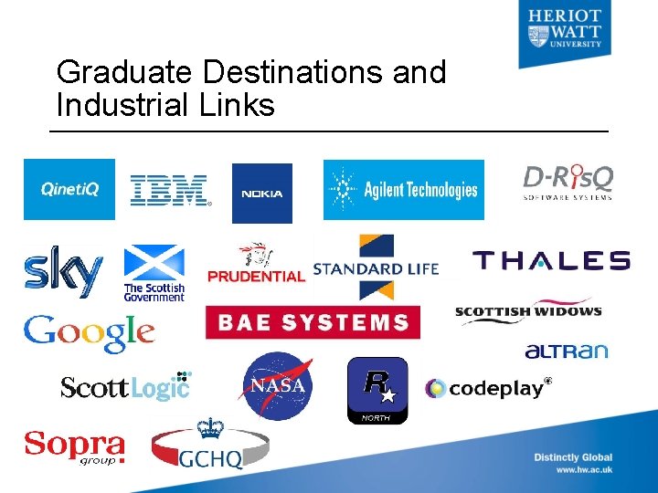 Graduate Destinations and Industrial Links 