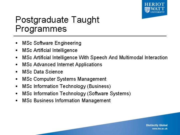 Postgraduate Taught Programmes MSc Software Engineering MSc Artificial Intelligence With Speech And Multimodal Interaction