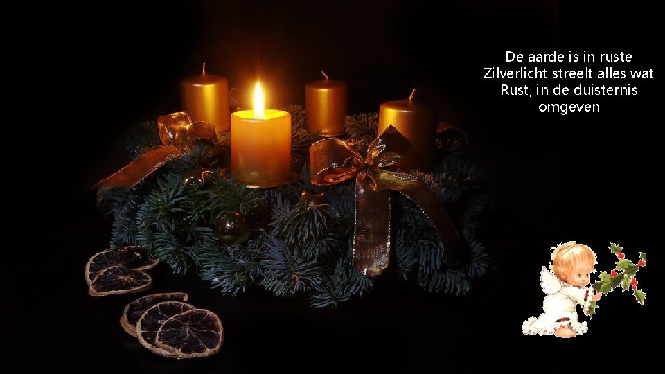 De aarde is in ruste Zilverlicht streelt alles wat Rust, in de duisternis omgeven