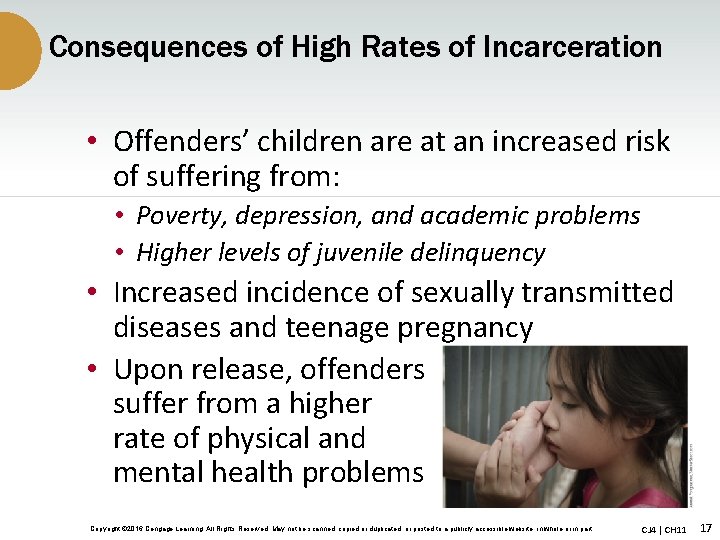 Consequences of High Rates of Incarceration • Offenders’ children are at an increased risk