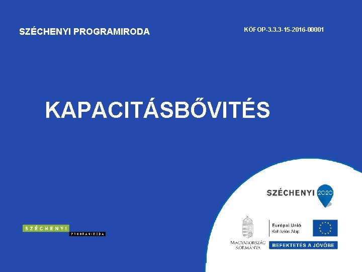 SZÉCHENYI PROGRAMIRODA KÖFOP-3. 3. 3 -15 -2016 -00001 KAPACITÁSBŐVITÉS 