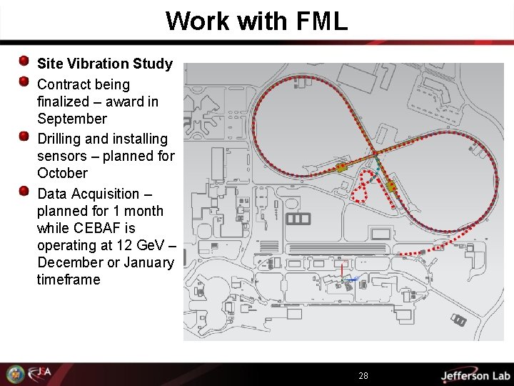 Work with FML Site Vibration Study Contract being finalized – award in September Drilling