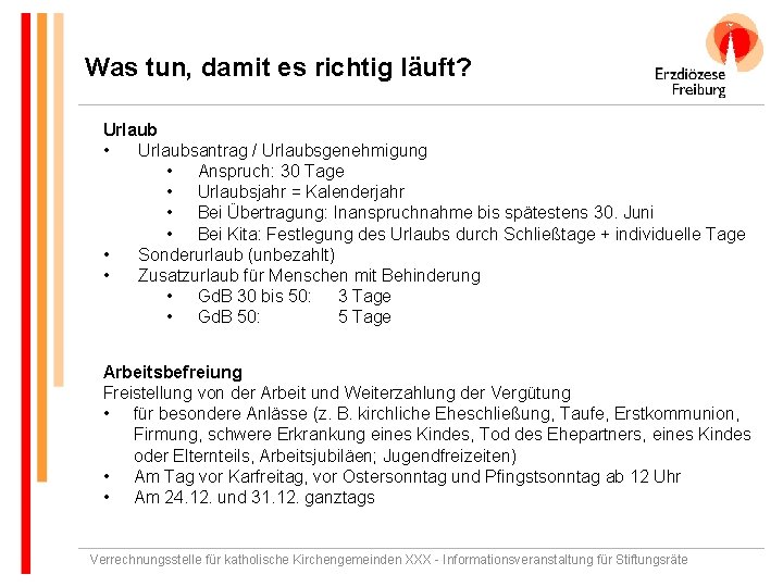 Was tun, damit es richtig läuft? Urlaub • Urlaubsantrag / Urlaubsgenehmigung • Anspruch: 30