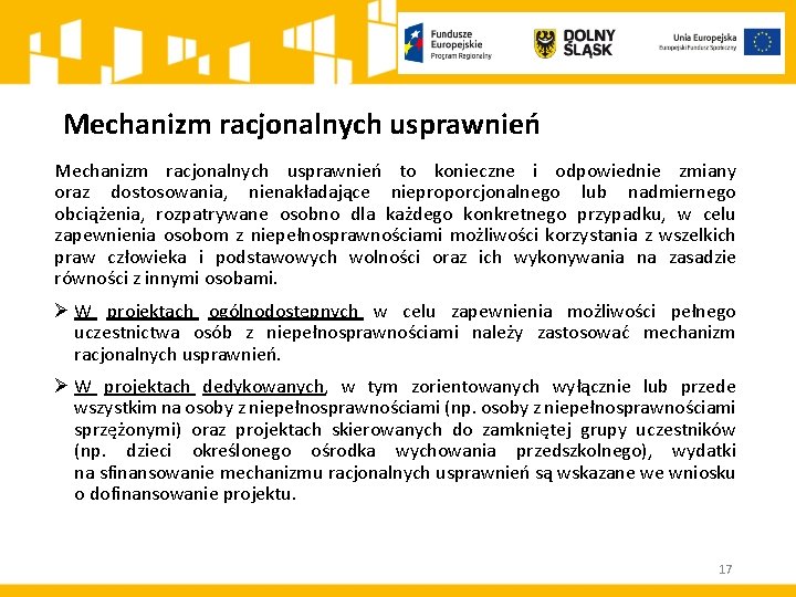 Mechanizm racjonalnych usprawnień to konieczne i odpowiednie zmiany oraz dostosowania, nienakładające nieproporcjonalnego lub nadmiernego