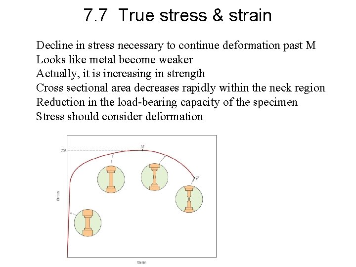 7. 7 True stress & strain Decline in stress necessary to continue deformation past