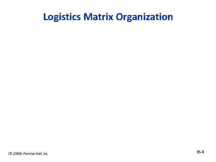 Logistics Matrix Organization CR (2004) Prentice Hall, Inc. 15 -8 