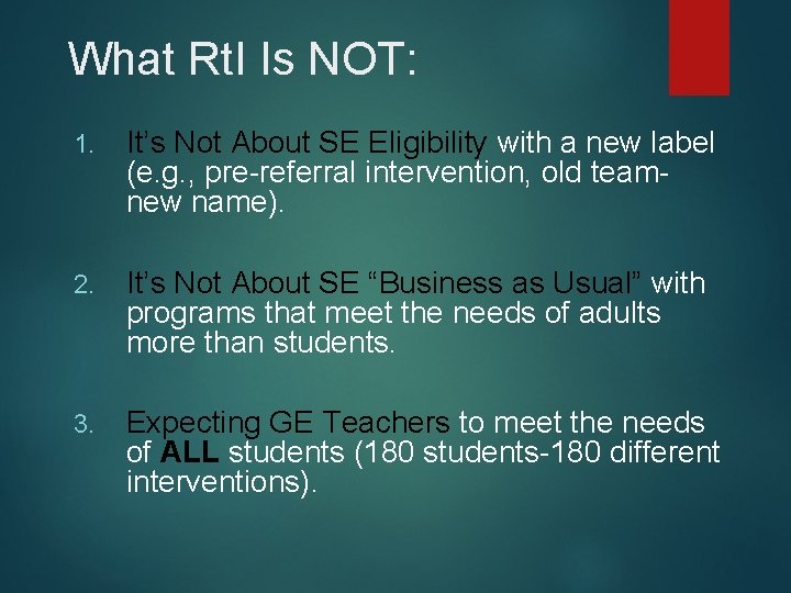 What Rt. I Is NOT: 1. It’s Not About SE Eligibility with a new