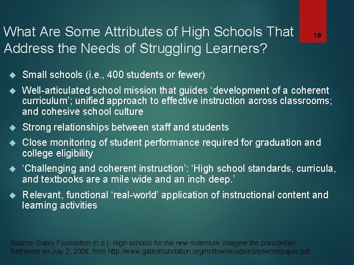 What Are Some Attributes of High Schools That Address the Needs of Struggling Learners?