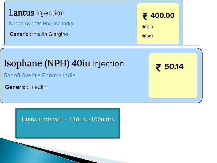 Human mixtard – 150 rs /400 units 