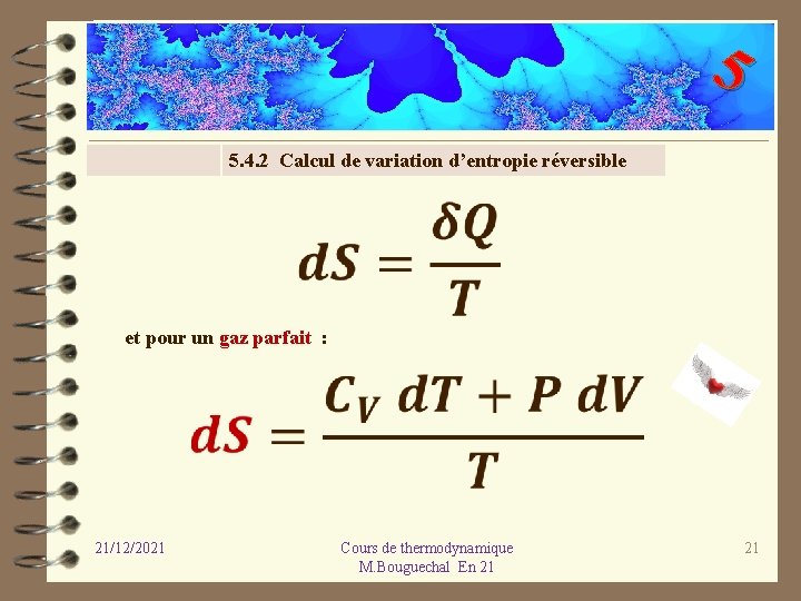 5 5. 4. 2 Calcul de variation d’entropie réversible et pour un gaz parfait