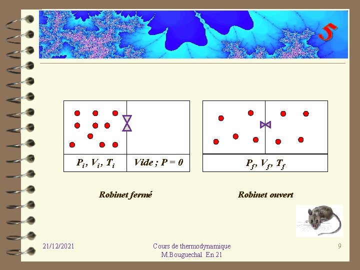 5 Pi , Vi , Ti Vide ; P = 0 Robinet fermé 21/12/2021