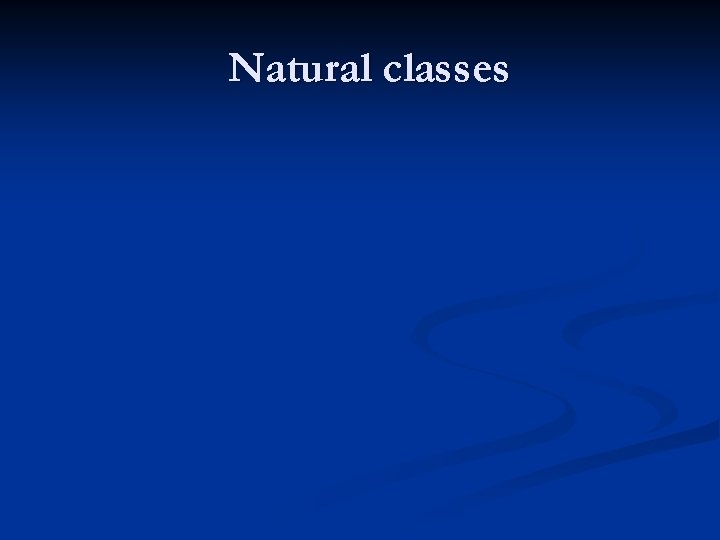 Natural classes 