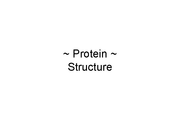 ~ Protein ~ Structure 