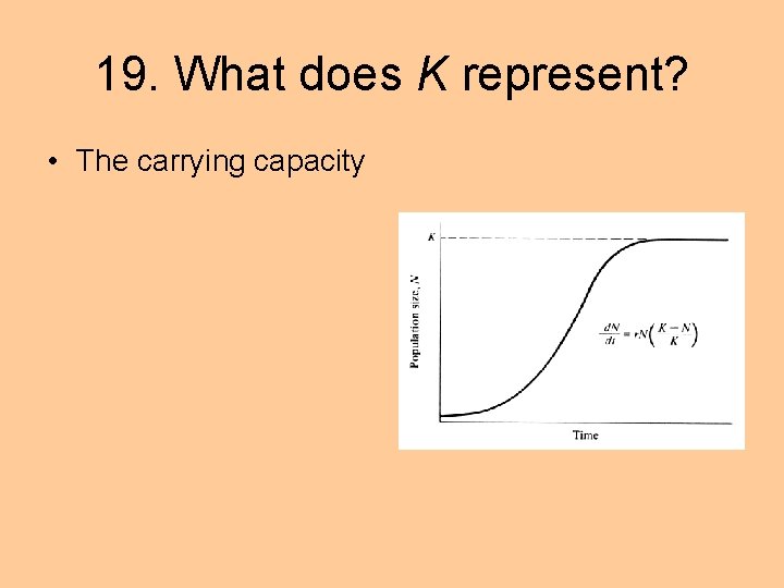 19. What does K represent? • The carrying capacity 