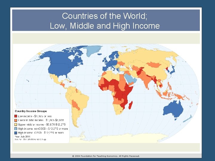 Countries of the World; Low, Middle and High Income Countries of the World; Low, Middle and High Income