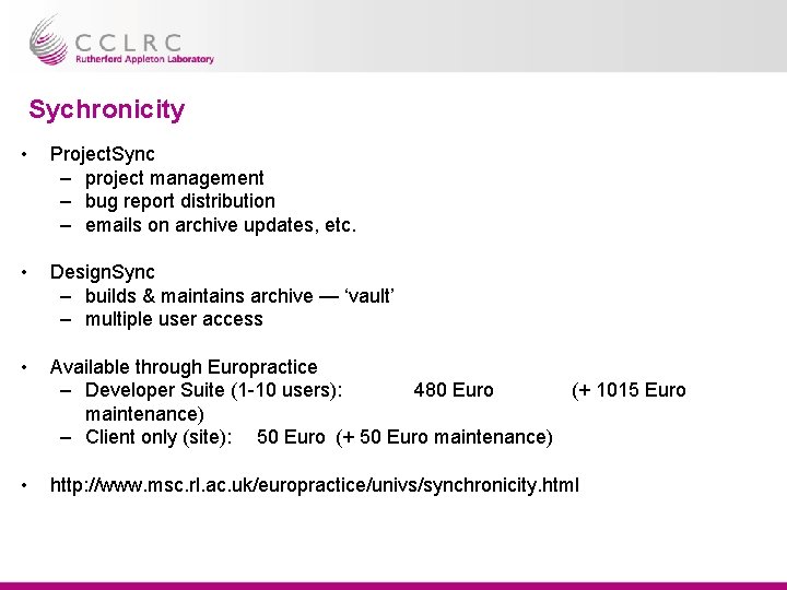 Sychronicity • Project. Sync – project management – bug report distribution – emails on