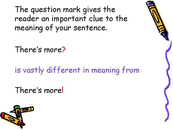 The question mark gives the reader an important clue to the meaning of your