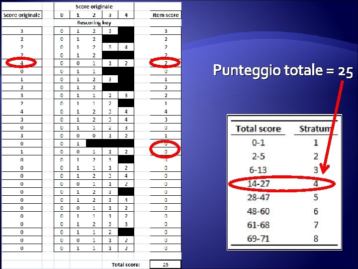 Punteggio totale = 25 