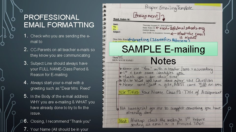 PROFESSIONAL EMAIL FORMATTING 1. Check who you are sending the email to 2. CC-Parents