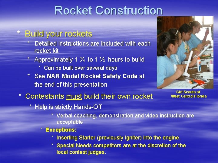 Rocket Construction * Build your rockets * Detailed instructions are included with each rocket