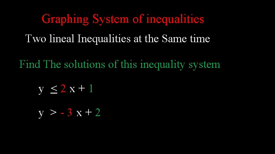 Graphing System of inequalities Two lineal Inequalities at the Same time Find The solutions
