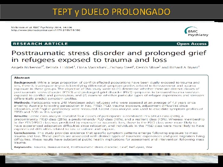 TEPT y DUELO PROLONGADO Trauma y pérdida 