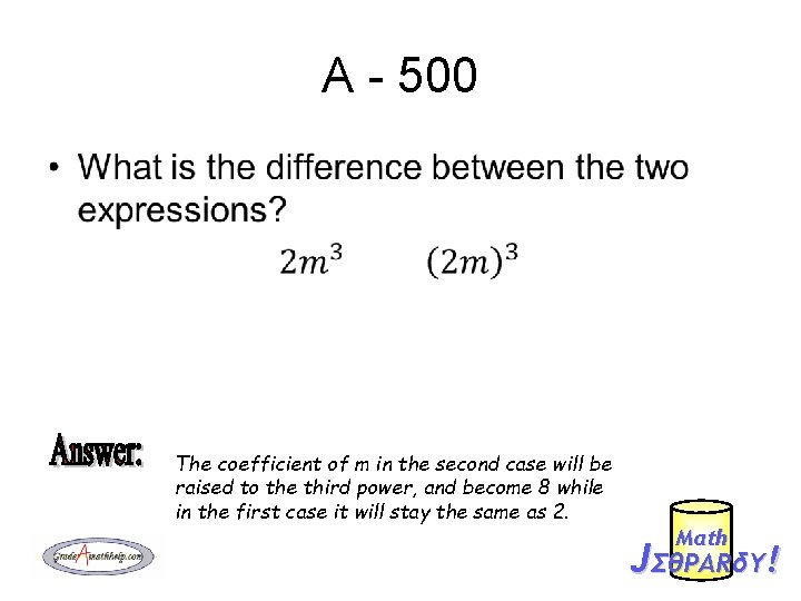 A - 500 • The coefficient of m in the second case will be