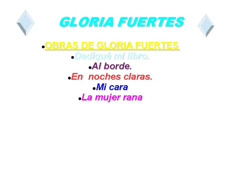 GLORIA FUERTES OBRAS DE GLORIA FUERTES Dediqué mi libro. Al borde. En noches claras.