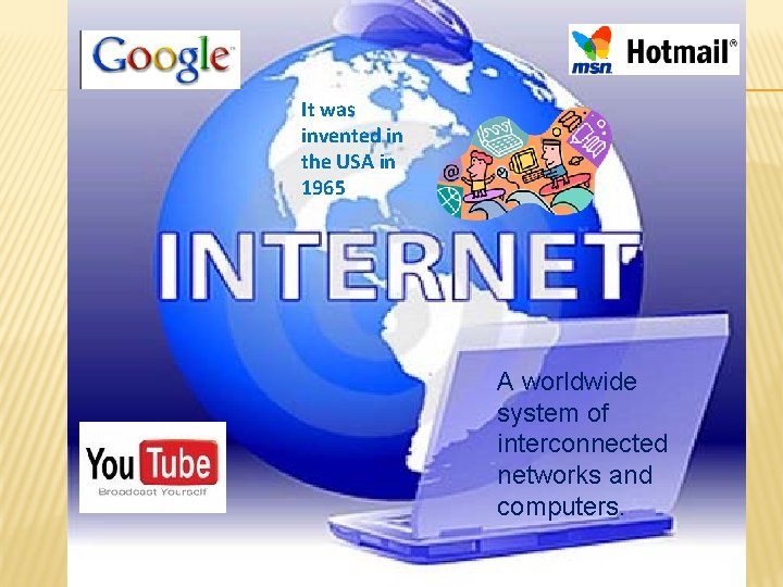 It was invented in the USA in 1965 A worldwide system of interconnected networks