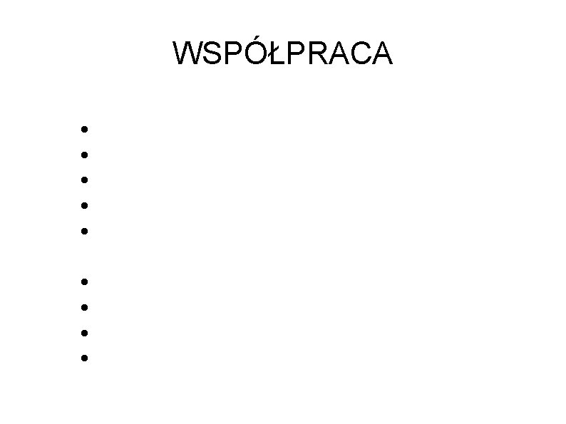 WSPÓŁPRACA Przedszkola Szkoły podstawowe Gimnazja Licea zawodowe Rejonowe poradnie psychologiczno – pedagogiczne Poradnie –