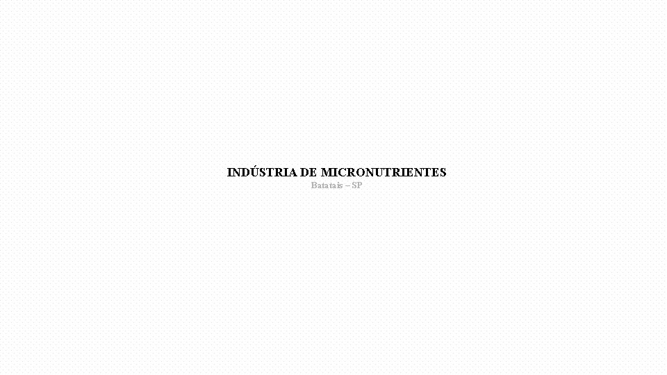 INDÚSTRIA DE MICRONUTRIENTES Batatais – SP 