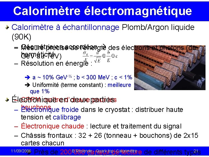 Calorimètre électromagnétique Calorimètre à échantillonnage Plomb/Argon liquide (90 K) – Géométrie en accordéon des