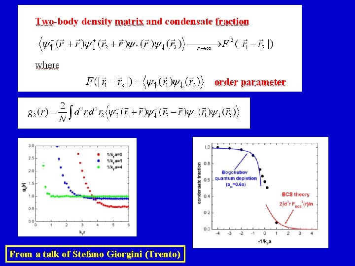 From a talk of Stefano Giorgini (Trento) 