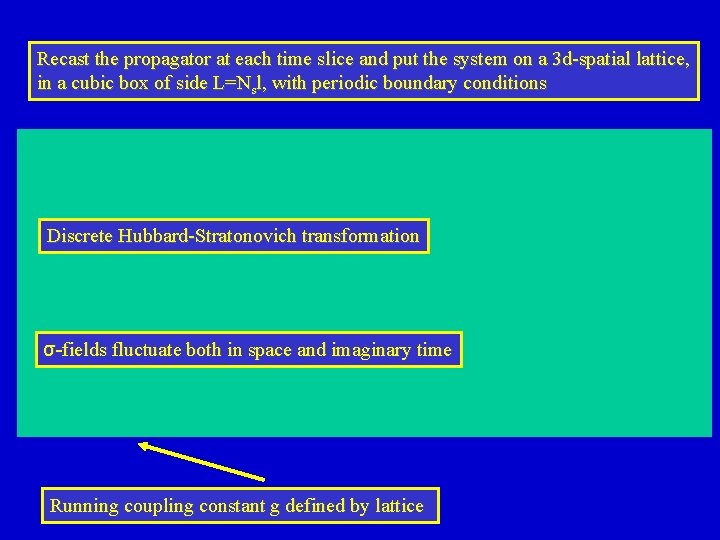 Recast the propagator at each time slice and put the system on a 3